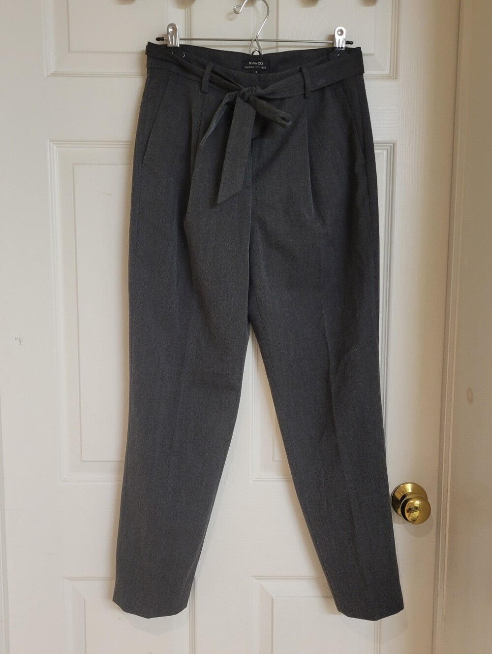 RW&CO. Charcoal Herringbone Pleated Trousers with Belt